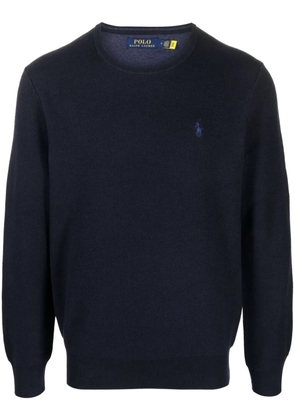 Polo Ralph Lauren embroidered-logo long-sleeve cotton jumper - Blue