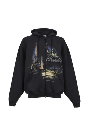 VETEMENTS Paris graphic zip-up hoodie - Black