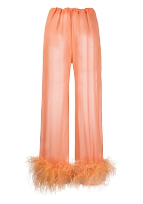 Oséree feather-trim pyjama bottoms - Orange