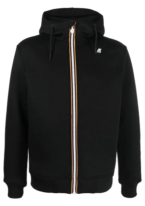 K-Way stripe-trim zip-up hoodie - Black