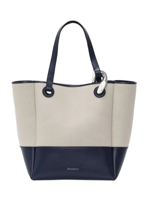 JW Anderson logo-stamp leather tote bag - Neutrals