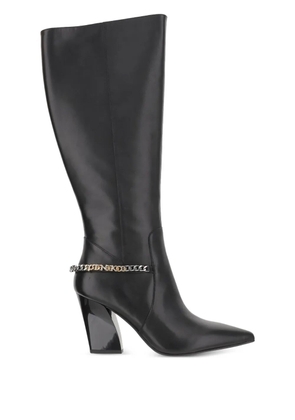 PINKO 90mm chain-embellished leather boots - Black