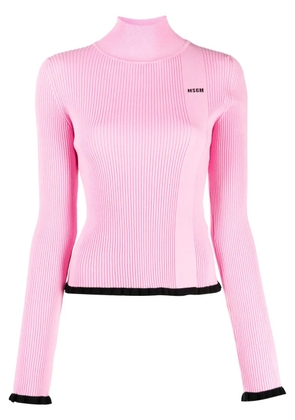 MSGM intarsia-knit logo ribbed knit jumper - Pink