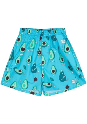 Junya Watanabe MAN graphic-print cotton shorts - Blue