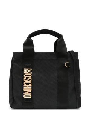 Moschino small logo-plaque tote bag - Black