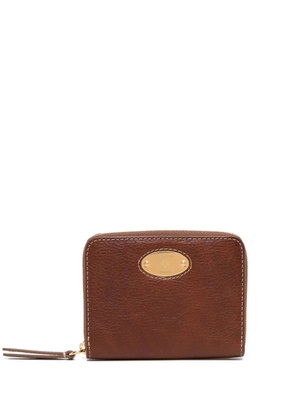 Mulberry grained-leather logo-plaque purse - Brown