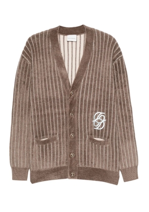 Drôle De Monsieur striped embroidered cardigan - Brown