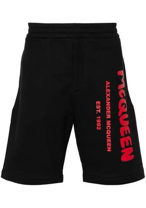 Alexander McQueen logo-print cotton shorts - Black