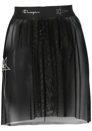 Rick Owens X Champion logo-waistband sheer skirt - Black