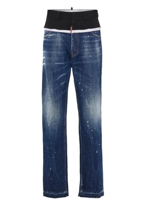 DSQUARED2 paint splatter-detail washed denim jeans - Blue