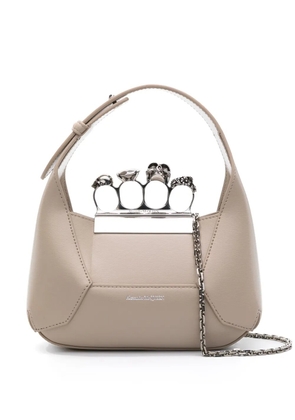 Alexander McQueen The Jewelled Hobo leather mini bag - Neutrals