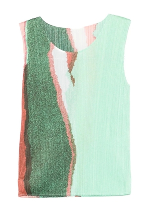 Pleats Please Issey Miyake abstract-print sleeveless top - Green
