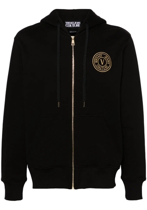 Versace Jeans Couture logo-embroidered zip-up hoodie - Black