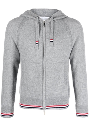 Thom Browne cashmere knitted zip-up hoodie - Grey