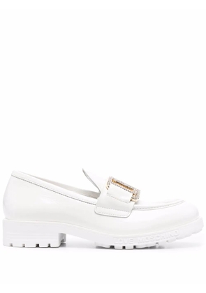 Love Moschino logo-plaque leather loafers - White