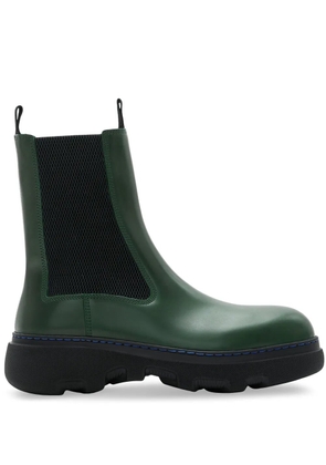 Burberry round-toe leather boots - Green