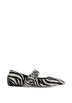 Aeyde zebra-print pony-hair ballet flats - White