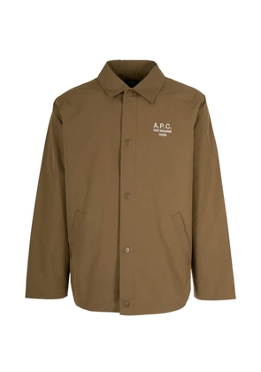 A.P.C. buttoned logo-detail shirt jacket - Brown