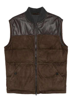 Brioni leather-panel quilted vest - Brown