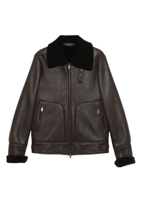 Salvatore Santoro shearling-collar leather jacket - Brown