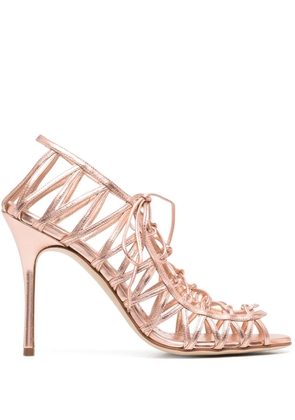 Manolo Blahnik metallic-effect lace-up sandals