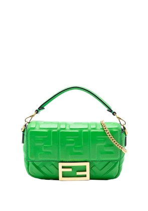 Fendi Pre-Owned 2010-2025 Mini Zucca Embossed Leather Baguette satchel - Green