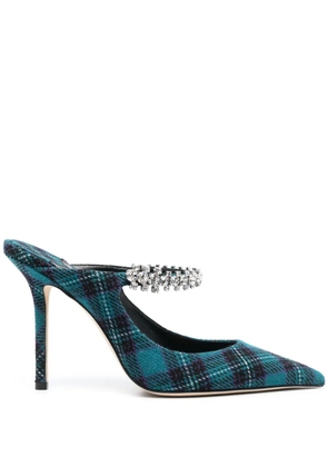 Jimmy Choo Bing 100mm tartan mules - Blue