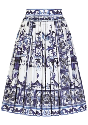 Dolce & Gabbana Majolica-print pleated midi skirt - Blue