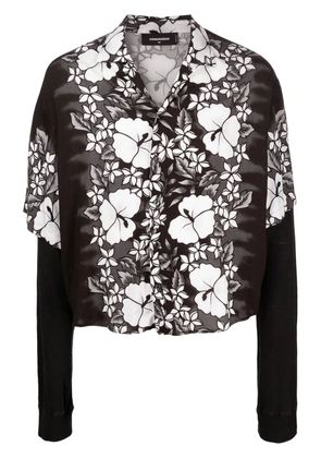 DSQUARED2 floral-print layered shirt - Black