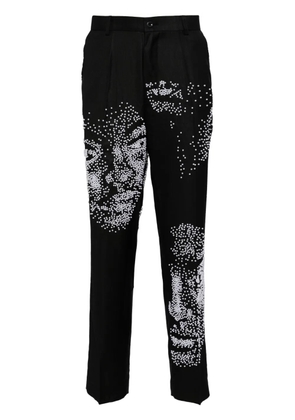 KidSuper faux-pearl embellishment straight leg trousers - Black