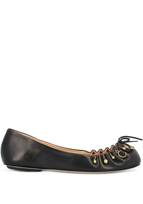 Chloé embellished ruffled ballet flats - Black