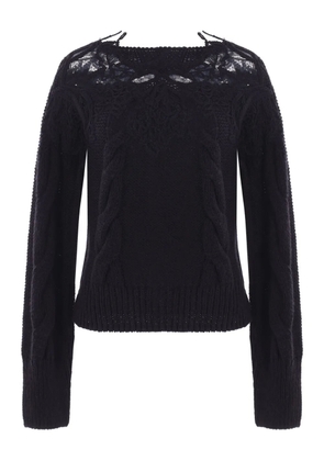 Ermanno Scervino lace-insert cable-knit sweater - Black