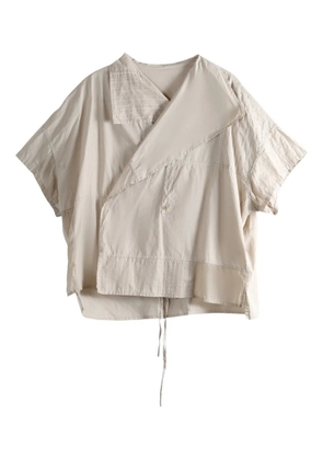 Y's striped panelled shirt - Neutrals
