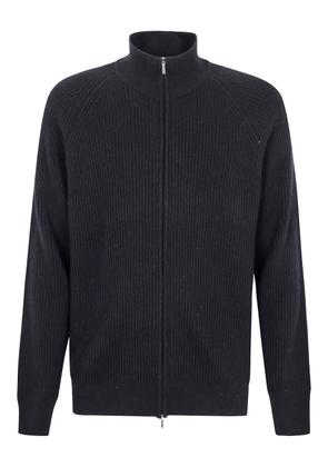 Barba ribbed zip-up cardigan - Black