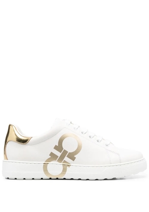 Ferragamo logo-print leather sneakers - White