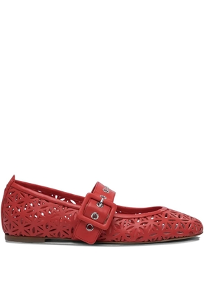 Halmanera laser-cut buckle ballet flats - Red