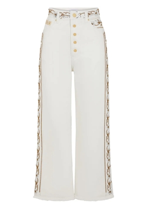 Rabanne embroidered mid-rise cropped jeans - White