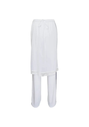 pushBUTTON lace-trim trousers - White