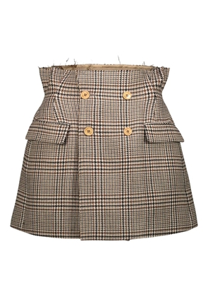 VETEMENTS double-breasted houndstooth mini skirt - Neutrals