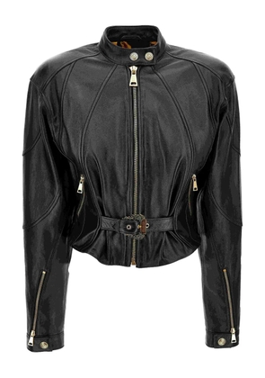 Versace Jeans Couture belted leather jacket - Black