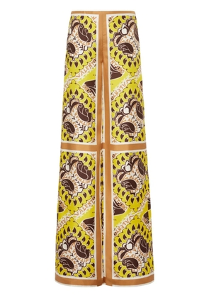 Valentino Garavani paisley-print logo branded silk trousers - Yellow