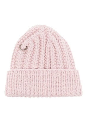 WERKSTATT:MÜNCHEN ring-detail ribbed beanie - Pink