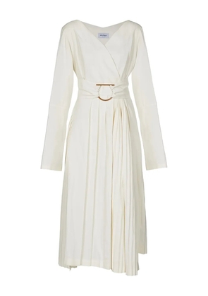 Ferragamo pleated-detail midi dress - White