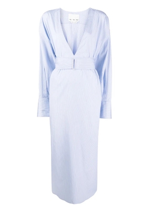 SA SU PHI stripe-pattern belted shirt dress - Blue