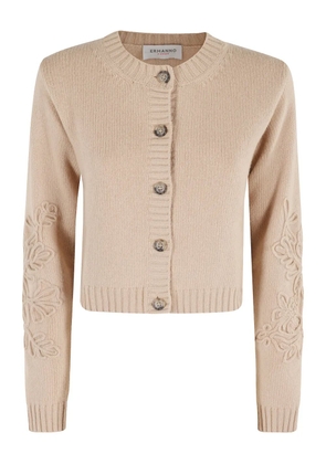 ERMANNO FIRENZE floral-embroidered button cardigan - Neutrals