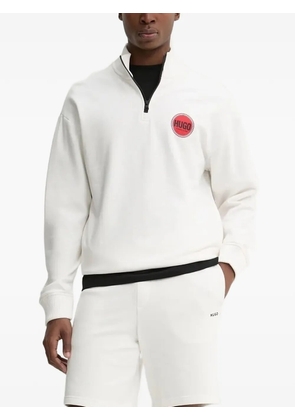 HUGO Duluro half-zip logo-print sweatshirt - White