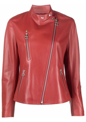 Ferragamo high-neck leather jacket - Red
