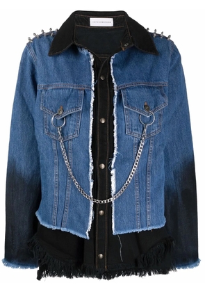 Faith Connexion chain-embellished panelled denim jacket - Blue