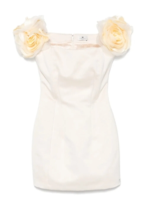 Elisabetta Franchi floral-appliqué satin mini dress - Neutrals