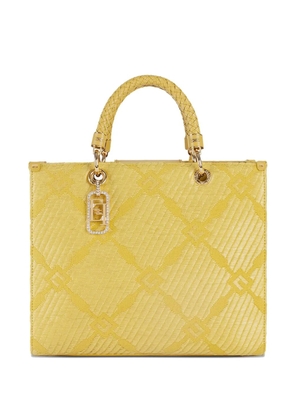 Elisabetta Franchi braided-handle crystal-embellished tote bag - Yellow